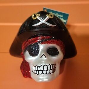 OLD WORLD CHRISTMAS JOLLY ROGER PIRATE SKULL ORNAMENT.